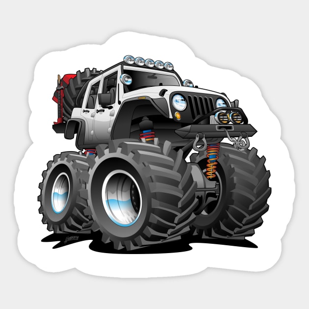 Off road 4x4 white jeeper cartoon Sticker by hobrath